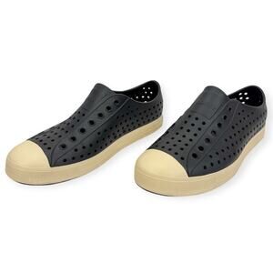 Native Jefferson Black Perforated Eva Sneaker Slip On Flats M9/W11 Lightweight